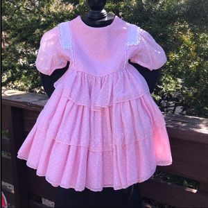 EUC VTG 90s / Y2K Girl’s Fancy Pink Frill Tiered Dress